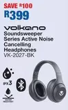 Volkano - Soundsweeper Series Active Noise Cancelling Headphones VK-2027-BK