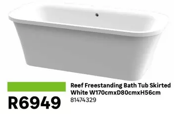 Reef Freestanding Bath Tub Skirted White W170cmxD80cmxH56cm