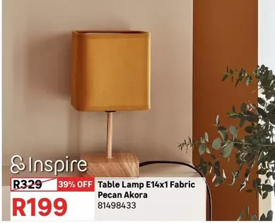 Inspire - Table Lamp E14x1 Fabric Pecan Akora