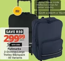 2-Division Large Trolley Backpack