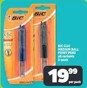 BIC - CLIC MEDIUM BALL POINT PENS