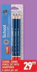 Jumbo - SCHOOL JUMBO PENCIL SET WITH SHARPENER