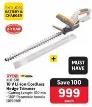 ryobi - 18 V Li-ion Cordless Hedge Trimmer