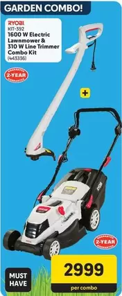 ryobi - 1600 W Electric Lawnmower & 310 W Line Trimmer Combo Kit