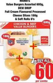 Mama's - Value Burgers Assorted, Cheese Slices & Soft Rolls