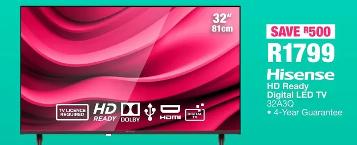 Hisense - HD Ready Digital LED TV 32A30