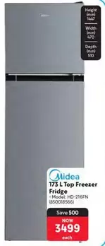 173 L Top Freezer Fridge