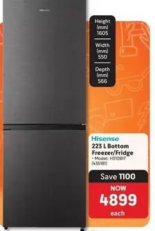 Hisense - 223 L Bottom Freezer/Fridge