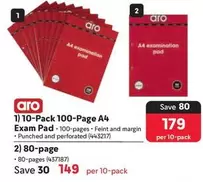 Aro - 10-Pack 100-Page A4 Exam Pad, 80-page