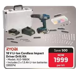 ryobi - 18 V Li-Ion Cordless Impact Driver Drill Kit