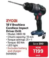 ryobi - 18 V Brushless Cordless Impact Driver Drill