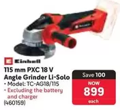Einhell - 115 mm PXC 18 V Angle Grinder Li-Solo