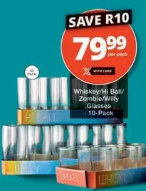 Whiskey/Hi Ball/ Zombie/Willy Glasses