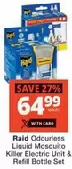 Raid - Odourless Liquid Mosquito Killer Electric Unit & Refill Bottle Set