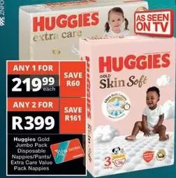 Huggies - Gold Jumbo Pack Disposable Nappies/Pants/ Extra Care Value Pack Nappies