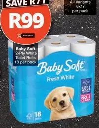 Baby Soft - 2-Ply White Toilet Rolls