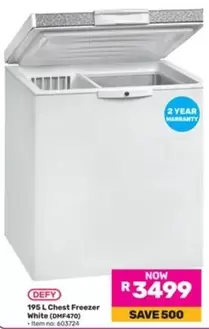 Defy - 195 L Chest Freezer White (DMF470)
