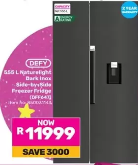 Defy - Naturelight Dark Inox Side-by-Side Freezer Fridge (DFF647)