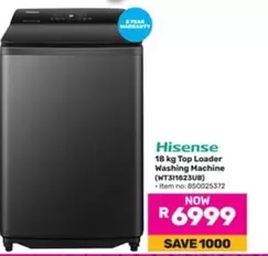 Hisense - 18 kg Top Loader Washing Machine