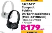 Sony - Compact Folding On-Ear Headphones (MDR-ZX110WCE)