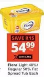 Flora - Light 40%/ Regular 50% Fat Spread Tub