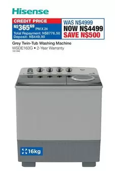 Hisense - Twin-Tub Washing Machine WSDE163G