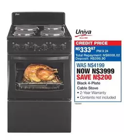 Univa - Black 4-Plate Cable Stove