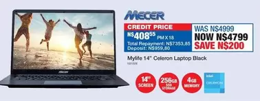 Mecer - 14" Celeron Laptop Black