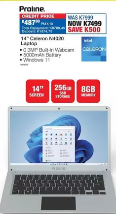 Proline - Celeron N4020 Laptop
