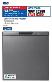 KIC - Dark Grey Chest Freezer KCG305GR