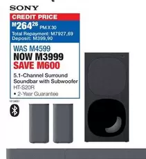 Sony - 5.1-Channel Surround Soundbar with Subwoofer HT-S20R