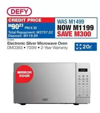 Defy - Electronic Silver Microwave Oven DMO383