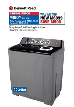 Total - Grey Twin-Tub Washing Machine JCW123