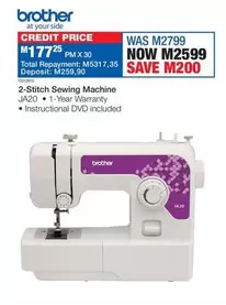 Brother - 2-Stitch Sewing Machine JA20