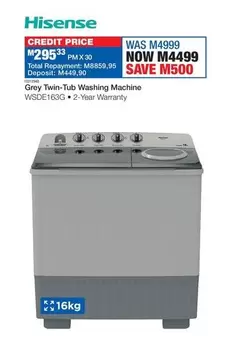 Hisense - Twin-Tub Washing Machine WSDE163G