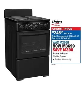 Univa - Black 4-Plate Cable Stove