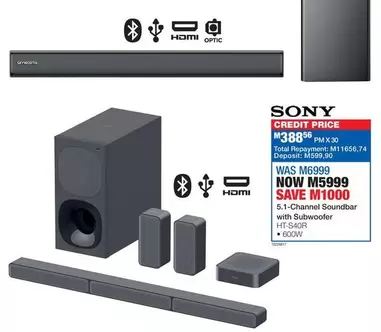 Sony - 5.1-Channel Soundbar with Subwoofer HT-S40R