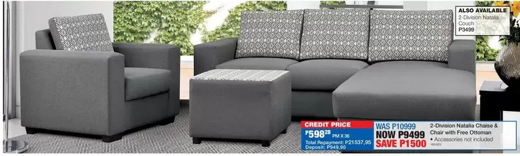 Total - 2-Division Batoka Chaise & Chair with Free Ottoman