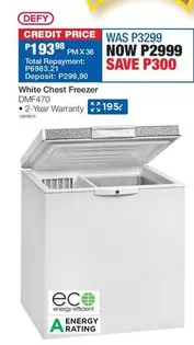 Defy - White Chest Freezer DMF470