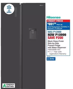 Hisense - Side-by-Side Freezer-Fridge with Water Dispenser H680SMB-WD
