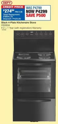 Defy - 4-Plate Kitchenaire Stove