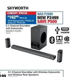 Skyworth - 5.1-Channel Soundbar with Subwoofer SS586 630W