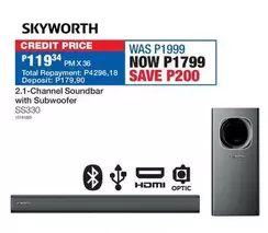 Skyworth - 2.1-Channel Soundbar with Subwoofer SS330