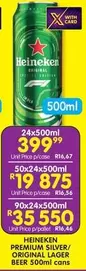 Heineken - PREMIUM SILVER/ ORIGINAL LAGER BEER 500ml cans