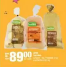 Onions 1 kg, Potatoes 2 kg and Butternut 3 kg