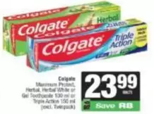 Colgate - Maximum Protect, Herbal, Herbal White or Gel Toothpaste 100 ml or Triple Action 150 ml