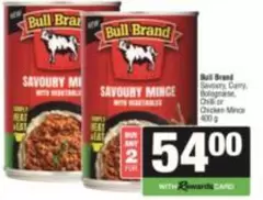 Bull Brand - Savoury Curry, Bolognase, Chilli or Chicken Mince