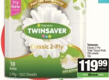 Twinsaver - Classic 2 Ply Toilet Tissue Rolls