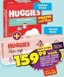 Huggies - Dry Comfort Jumbo Pack/Gold Value Pack Disposable Nappies/Pants