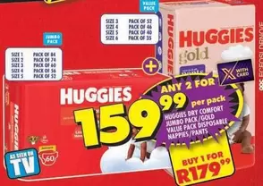 Huggies - Dry Comfort Jumbo Pack/Gold Value Pack Disposable Nappies/Pants